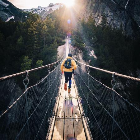 A person on a bridge