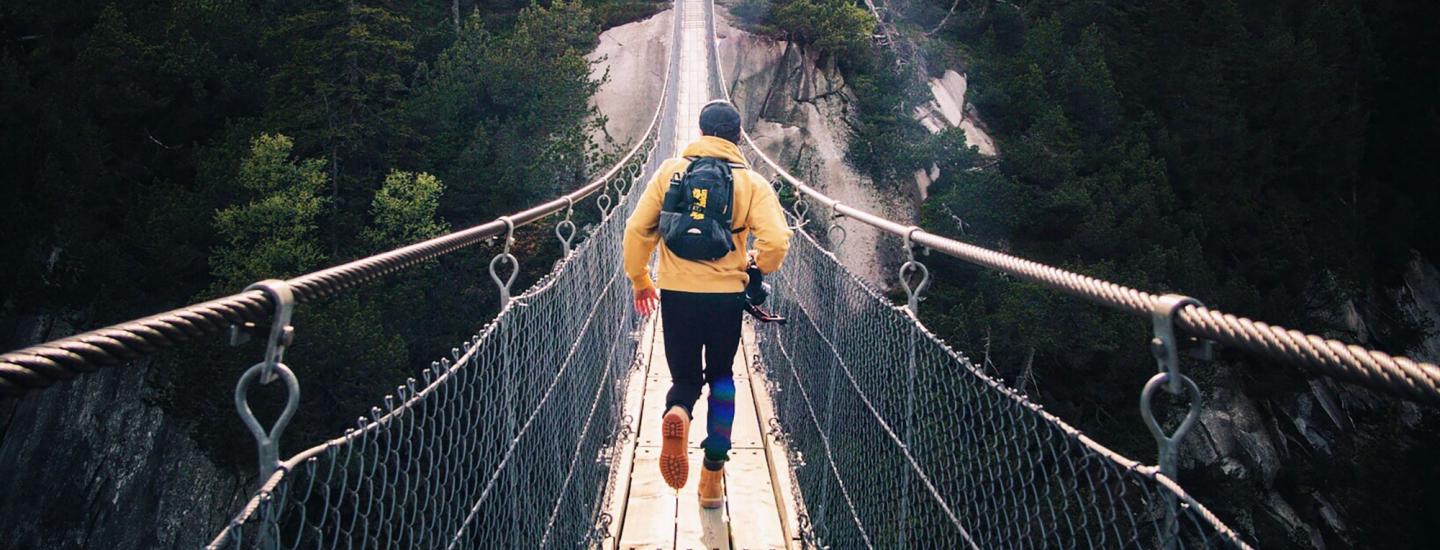 A person on a bridge