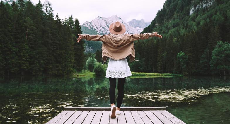 Woman by a lake